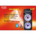 Dual Subwoofer 15 polegadas Trolley bateria Speaker com Disco Light F65